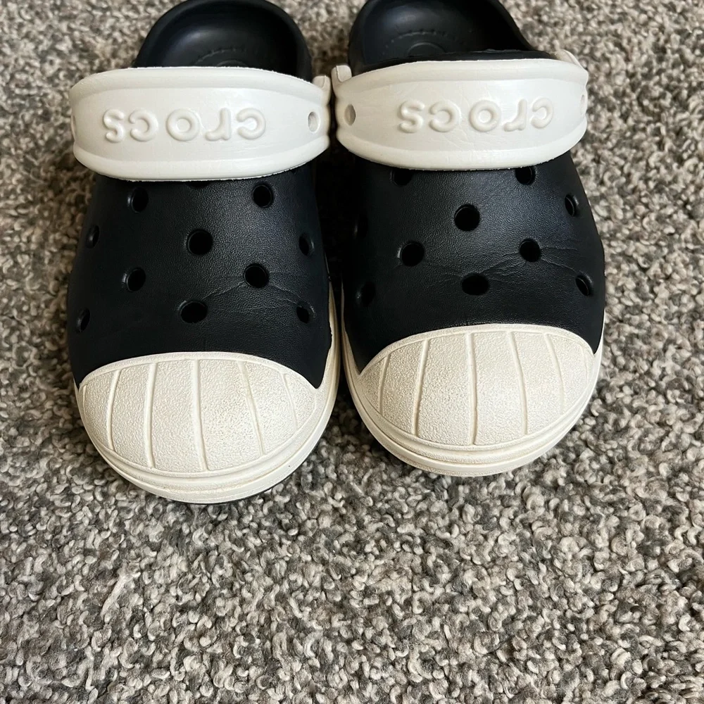 CROCS Black and White Water Shoes with Perforated Design